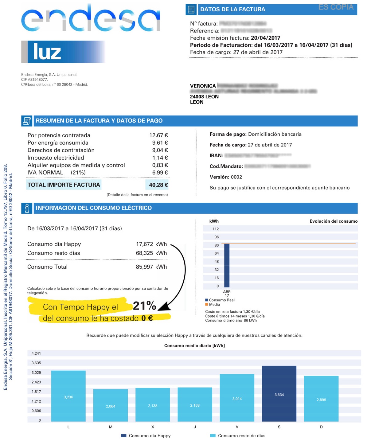 Factura perfil surfero