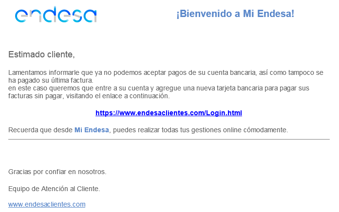 Comunicado urgente sobre ataque en avisos falsos de Endesa
